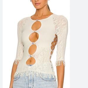 POSTER GIRL 
The Miranda Top Butter Cream Lace Cut-Out stretch Revolve OS